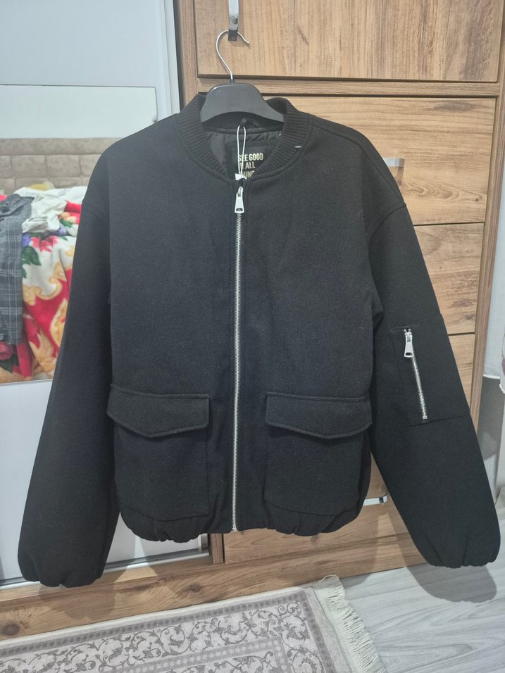 Siyah Fermuarlı Kadın Street Wear Ceket - Görsel 5