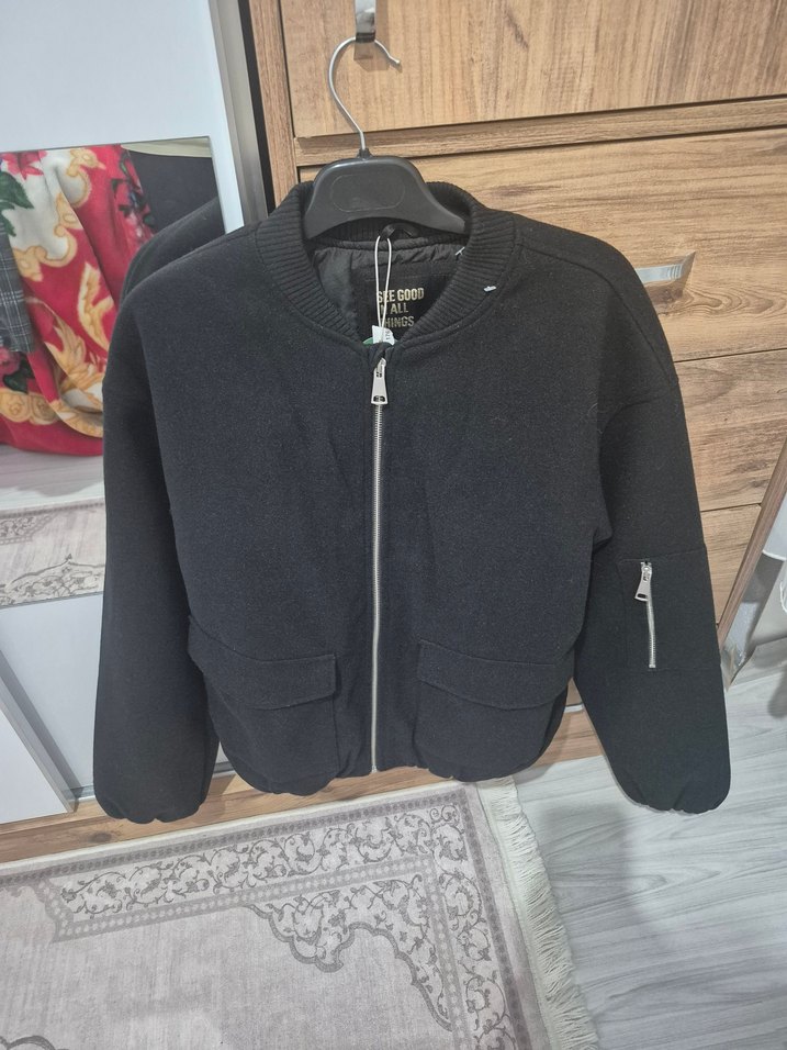 Siyah Fermuarlı Kadın Street Wear Ceket - Görsel 4