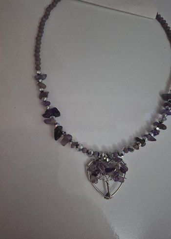 Mor Boncuklu Mini Bohem Kolye - Görsel 4