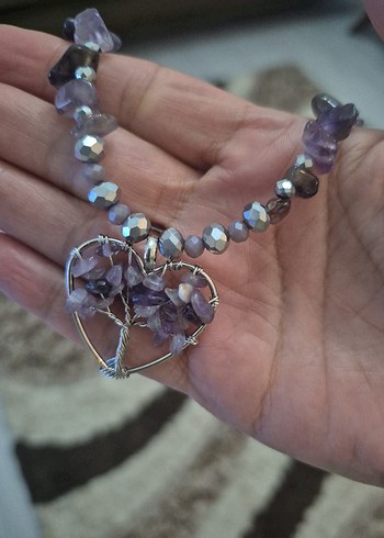 Mor Boncuklu Mini Bohem Kolye - Görsel 3