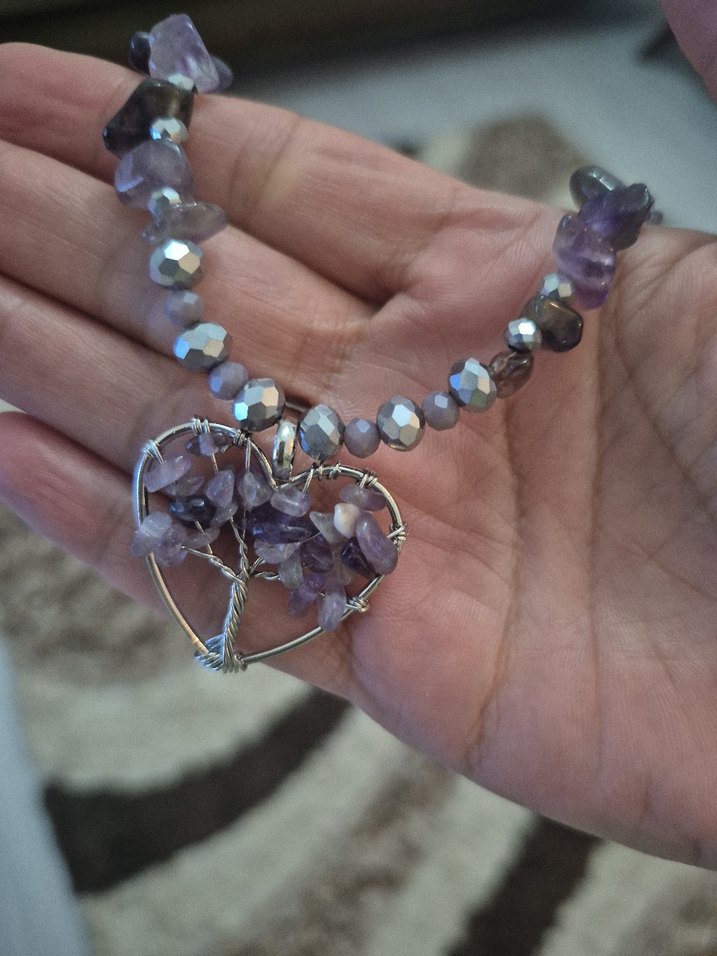 Mor Boncuklu Mini Bohem Kolye - Görsel 3