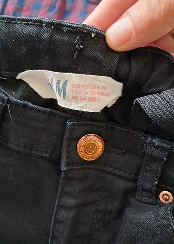H&M Erkek Bebek Koyu Gri Kot Pantolon ve Kareli Gömlek