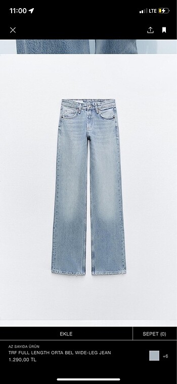 Zara Full Lenght Orta Bel Wide Leg Jean