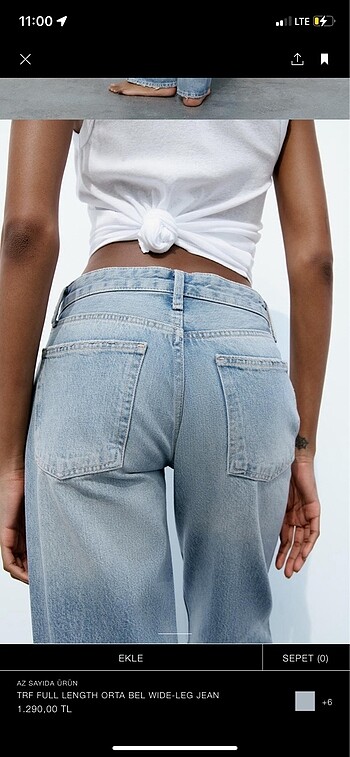 xs Beden mavi Renk Zara Full Lenght Orta Bel Wide Leg Jean