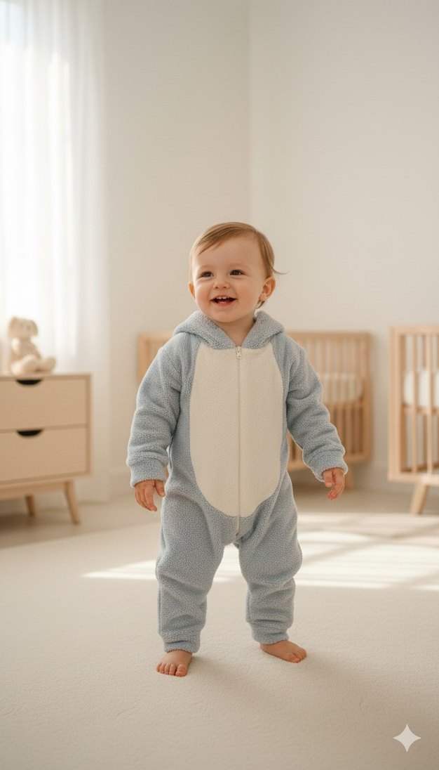 Mavi Nakışlı Bebek Erkek Tulumu - Görsel 3