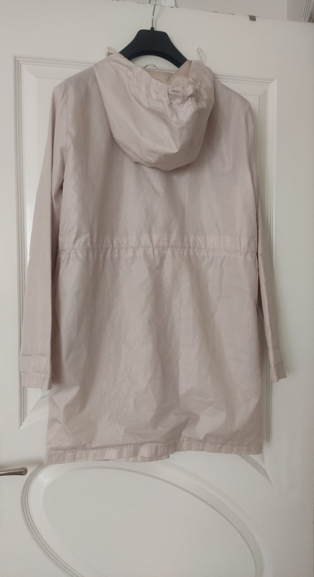 Bej kapçon lu Düğmeli Yağmurluk - Görsel 5