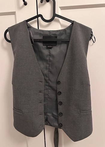Pull&Bear Düğmeli Gri Yelek