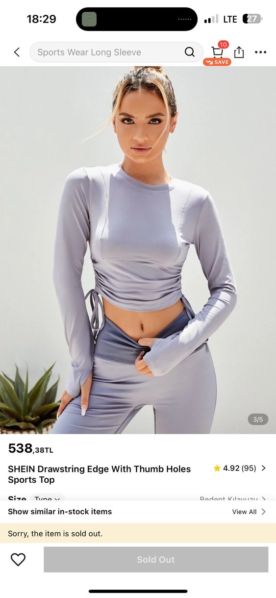 Lila Kadın Uzun Kollu Mini Spor Üst - Görsel 2