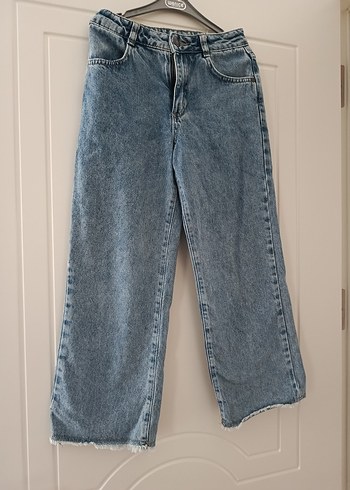 Kadın Mavi Gri Salaş Midi Boy Denim Pantolon