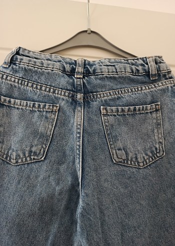 10 Yaş Beden mavi Renk Kadın Mavi Gri Salaş Midi Boy Denim Pantolon