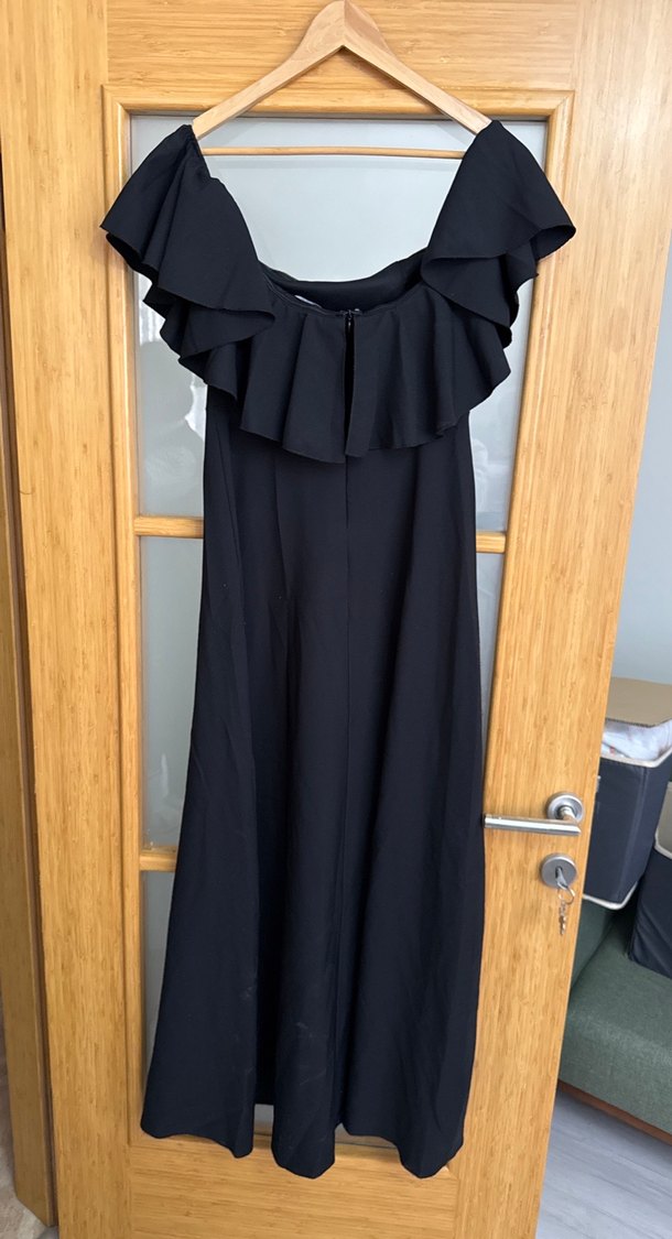 Kadın Siyah Uzun Straplez Elbise - Görsel 2