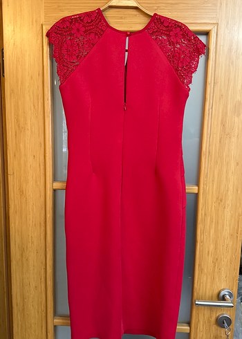 Kırmızı Drapeli Uzun Abiye Elbise - Görsel 3