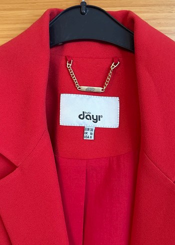 Uzun Kırmızı Kadın Blazer Ceket - Görsel 2