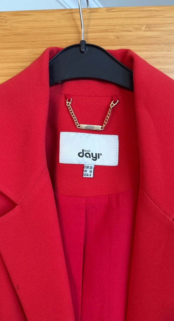 Uzun Kırmızı Kadın Blazer Ceket - Görsel 2