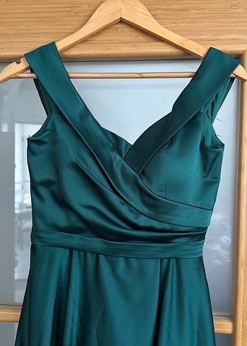 Yeşil Drapeli Uzun Abiye Elbise - Görsel 2