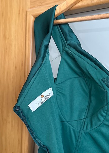 Yeşil Drapeli Uzun Abiye Elbise - Görsel 3