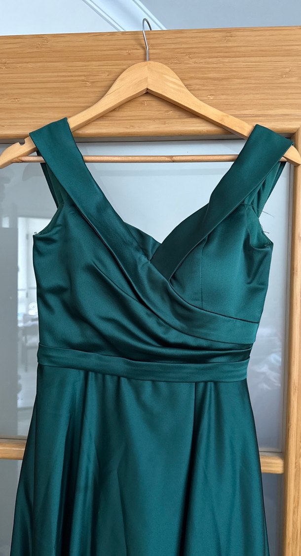 Yeşil Drapeli Uzun Abiye Elbise - Görsel 2