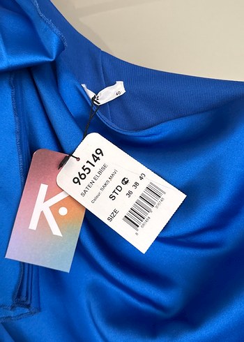 Mavi Uzun Pilili Straplez Kadın Elbise - Görsel 3