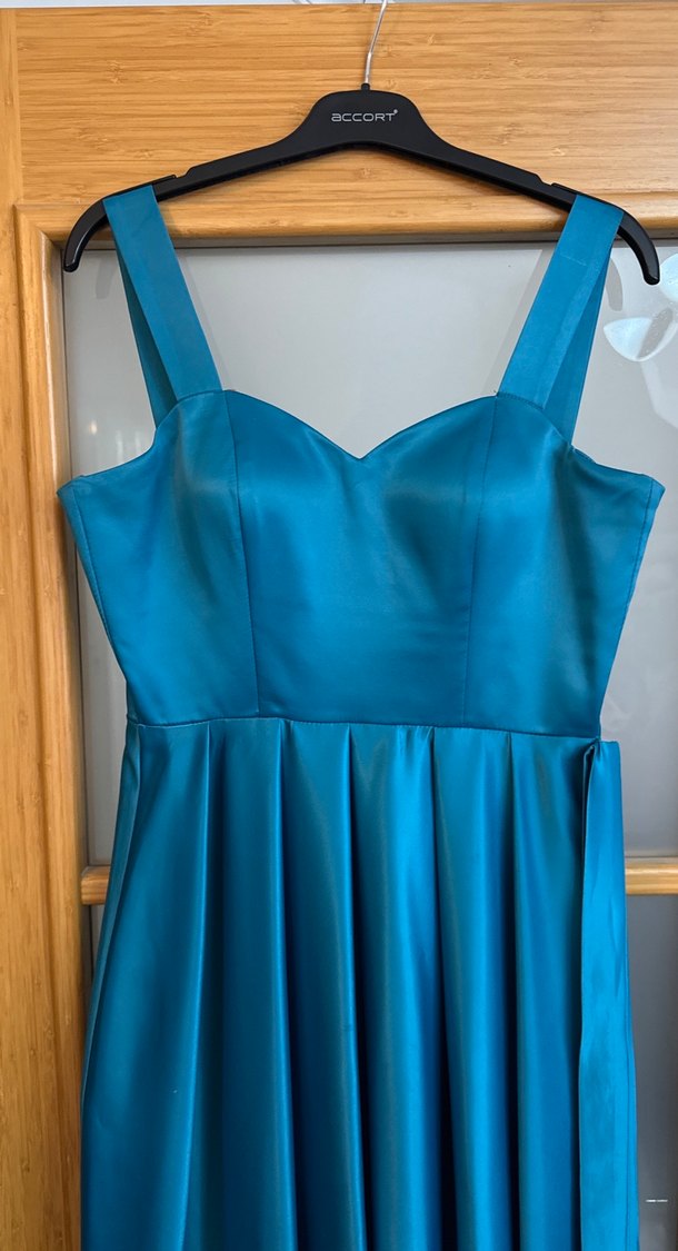 Parlak Mavi Uzun Askılı Kadın Abiye Elbise - Görsel 2