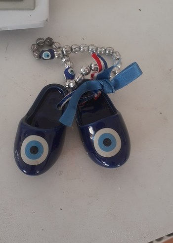 Seramik Mavi Nazar Boncuğu Anahtarlık - Görsel 2