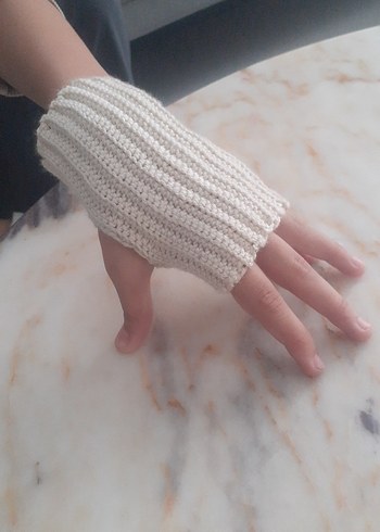 Bohem Tarzı Beyaz Örgü Kadın Eldiveni  sipariş üzerine yapıyorum - Görsel 2