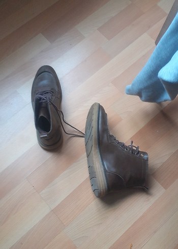 Deri Bağcıklı Erkek Bot - Koyu Kahverengi - Görsel 10