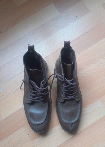 Deri Bağcıklı Erkek Bot - Koyu Kahverengi - Görsel 6