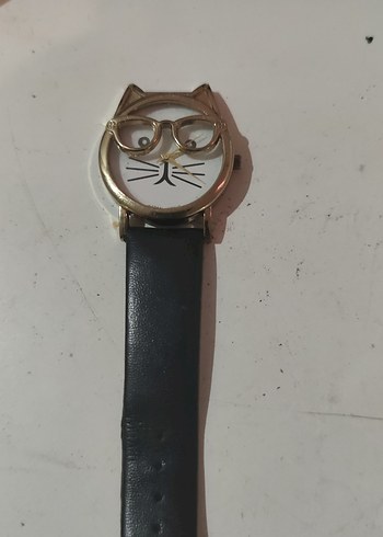 Altın Renkli Kedi Figürlü Kadın Kol Saati parca - Görsel 3