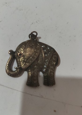 Bohem Tarzı Nakışlı Fil Figürlü Kolye Ucu - Görsel 3