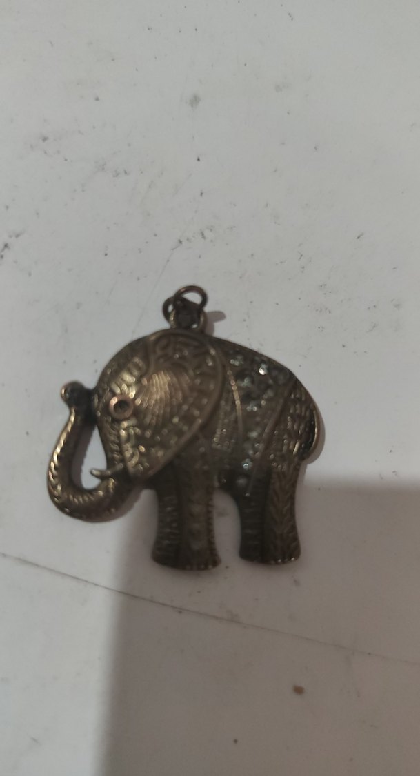 Bohem Tarzı Nakışlı Fil Figürlü Kolye Ucu - Görsel 4