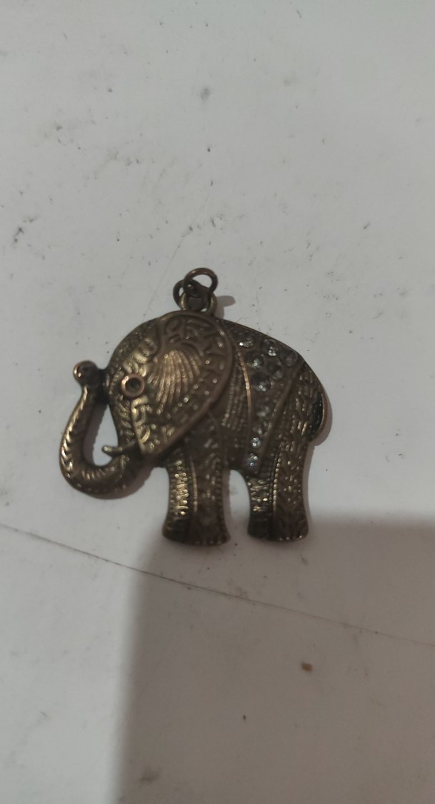 Bohem Tarzı Nakışlı Fil Figürlü Kolye Ucu - Görsel 2