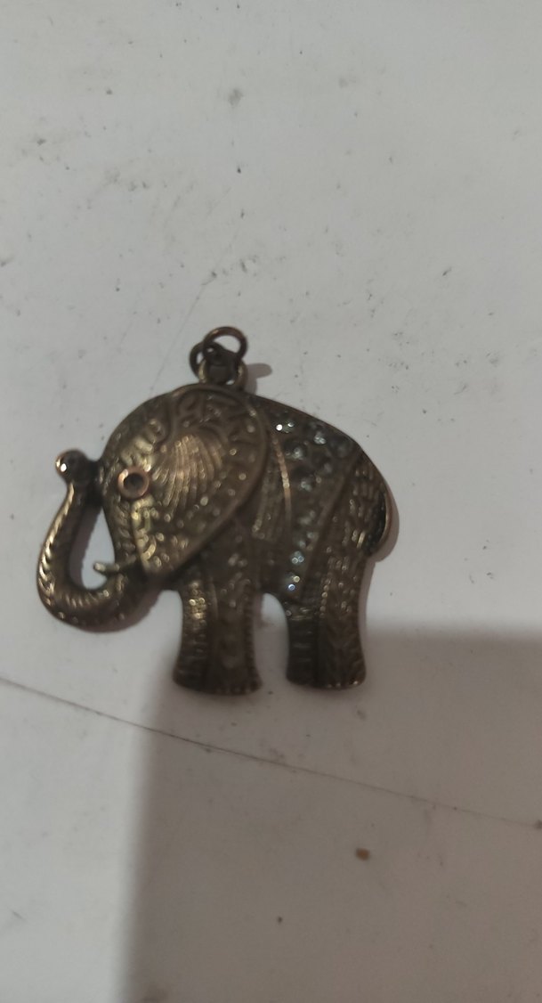 Bohem Tarzı Nakışlı Fil Figürlü Kolye Ucu - Görsel 3