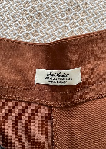xs Beden kahverengi Renk Düğmeli Kahverengi Kadın Kumaş Pantolon