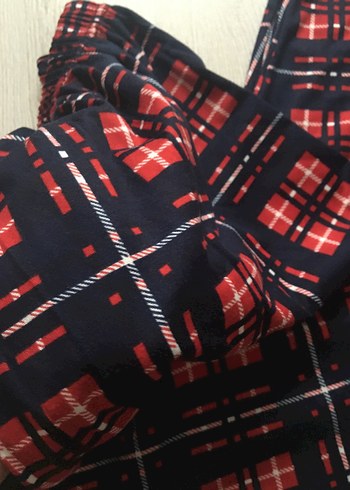 l Beden kırmızı Renk Rahat Kesim Ekoseli pijama alt
