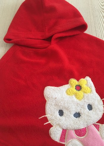 Kız Çocuk Kapüşonlu Nakışlı Panço - Görsel 2