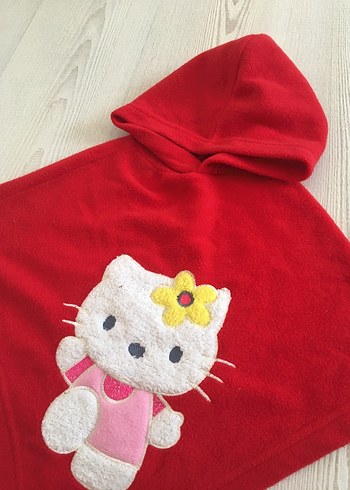 Kız Çocuk Kapüşonlu Nakışlı Panço - Görsel 4