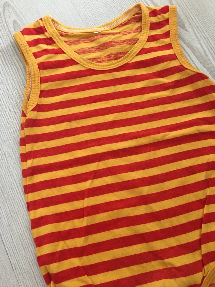 Sarı-Kırmızı Çizgili Bebek Çıtçıtlı Atlet Body - Görsel 2