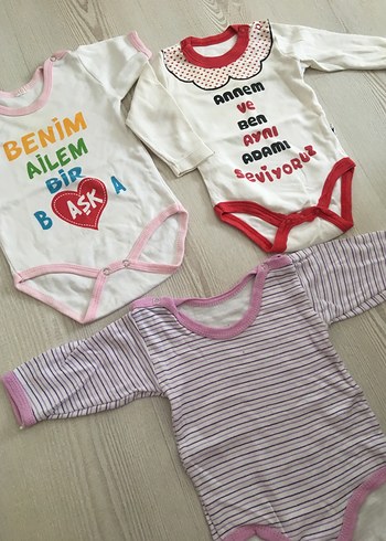 Diğer Uzun Kollu, Baskılı, Bebek Bodyler 3 lü
