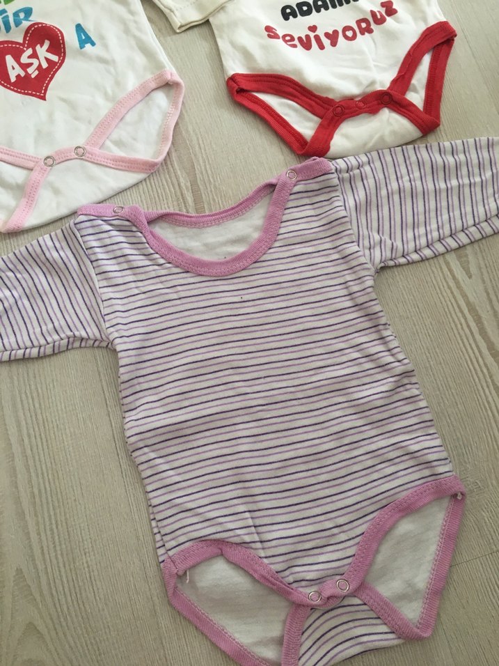 Uzun Kollu, Baskılı, Bebek Bodyler 3 lü - Görsel 5