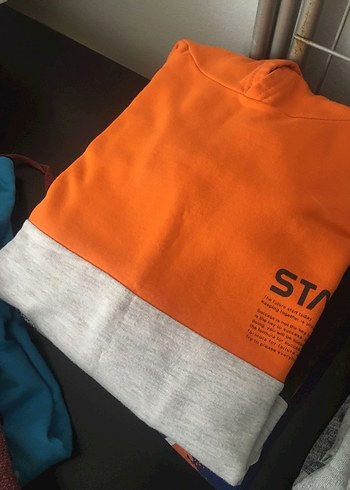 Turuncu Gri Baskılı Erkek Sweatshirt - Görsel 2