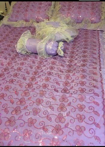 Mor Nakışlı Pastel Yatak Örtüsü - Görsel 5