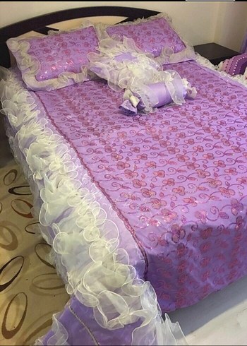 Mor Nakışlı Pastel Yatak Örtüsü - Görsel 6