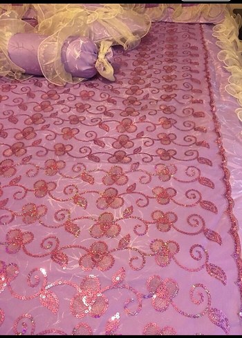 Mor Nakışlı Pastel Yatak Örtüsü - Görsel 7