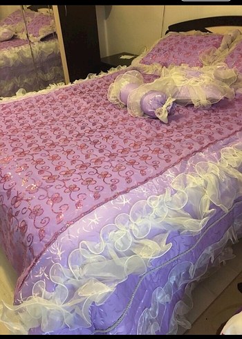 Mor Nakışlı Pastel Yatak Örtüsü - Görsel 2