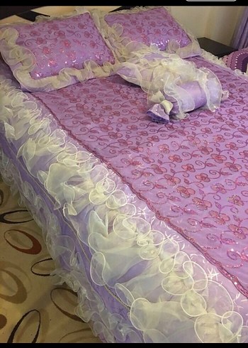 Mor Nakışlı Pastel Yatak Örtüsü - Görsel 8