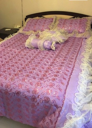 Mor Nakışlı Pastel Yatak Örtüsü - Görsel 3