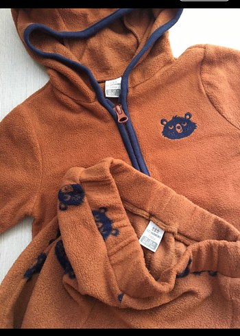 Kapüşonlu Kahverengi Bebek Takımı - Görsel 6