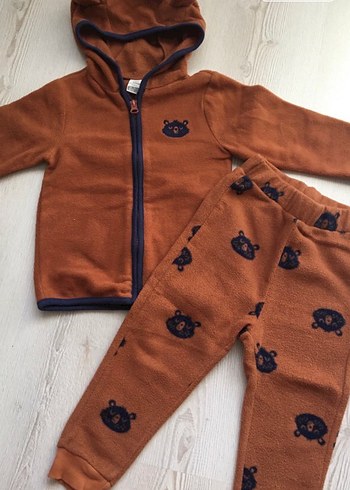 Kapüşonlu Kahverengi Bebek Takımı - Görsel 2