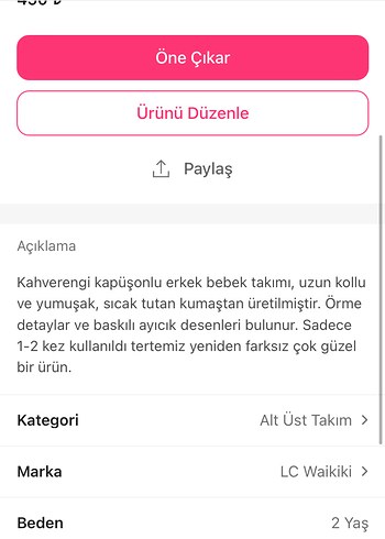 Kapüşonlu Kahverengi Bebek Takımı - Görsel 9