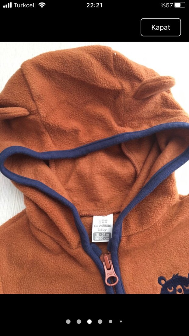 Kapüşonlu Kahverengi Bebek Takımı - Görsel 4
